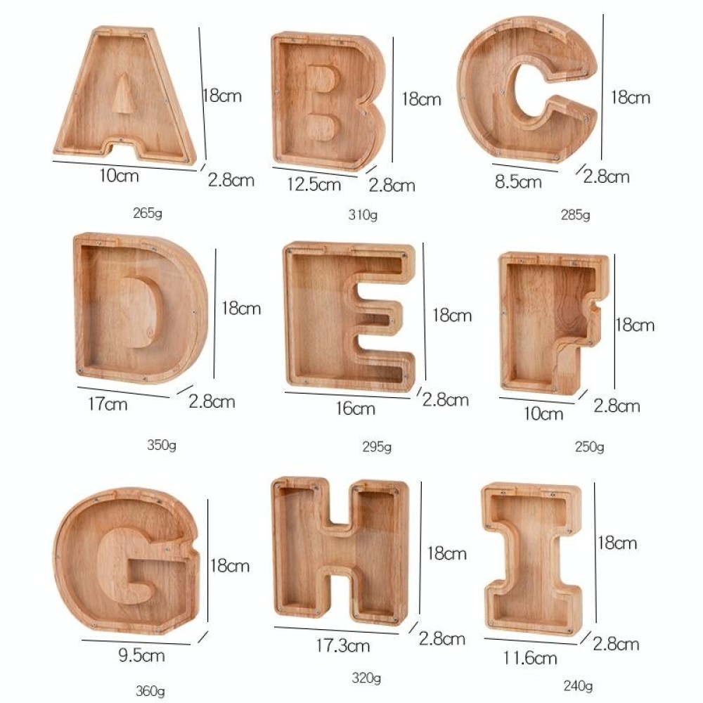 Wooden English Alphabet Piggy Bank Transparent Acrylic Piggy Bank(C)
