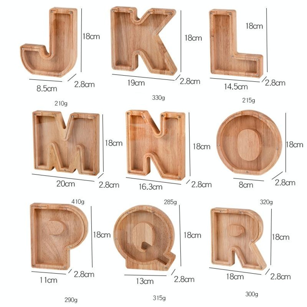 Wooden English Alphabet Piggy Bank Transparent Acrylic Piggy Bank(O)