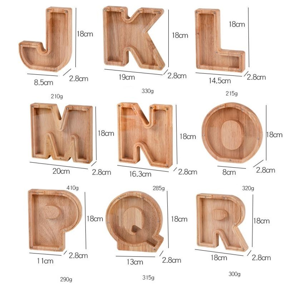 Wooden English Alphabet Piggy Bank Transparent Acrylic Piggy Bank(P)