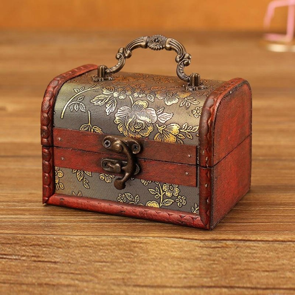 Wooden Crystal Jewelry Storage Box Antique Distressed Wedding Candy Gift Box(6076E Cherry Blossom)