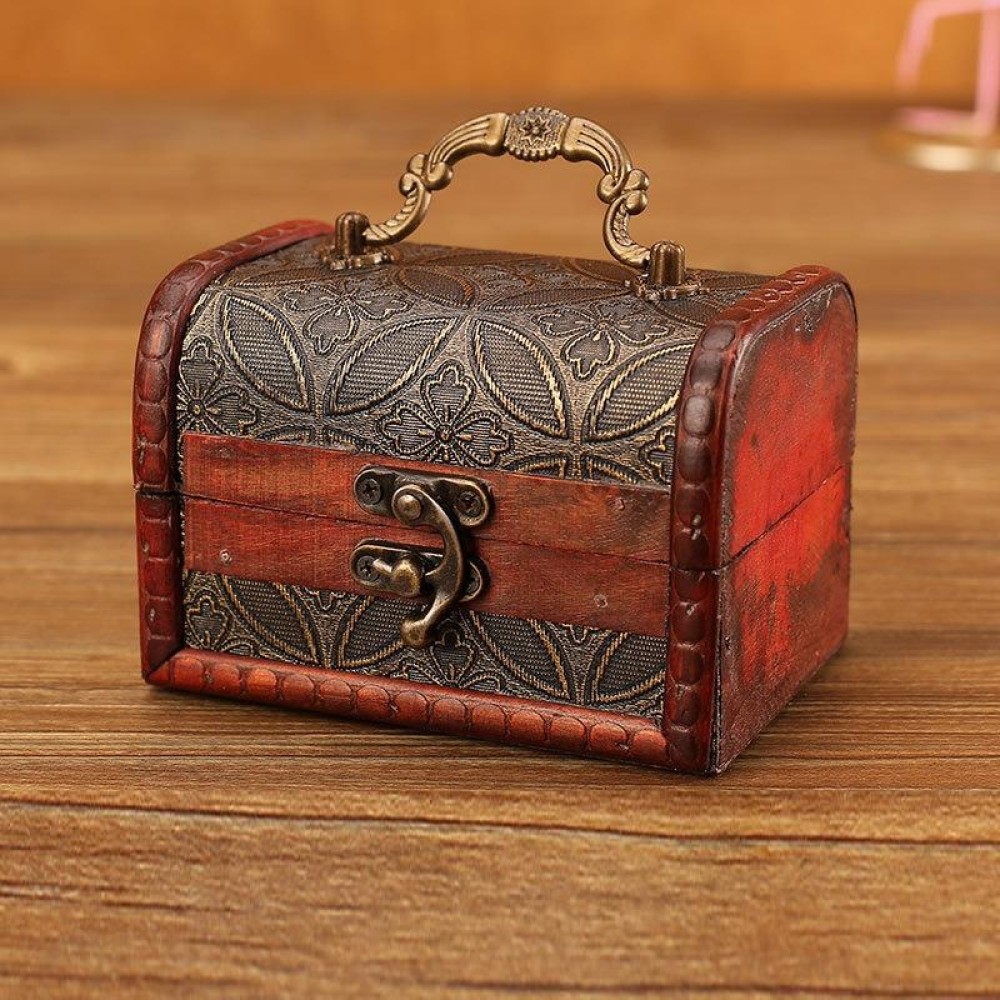 Wooden Crystal Jewelry Storage Box Antique Distressed Wedding Candy Gift Box(6076J Copper Money)