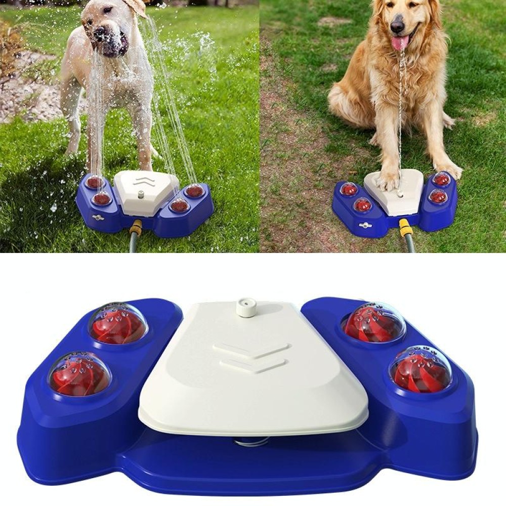 Dog Feet Step On Automatic Feeder Water Dispenser Summer Bathing Water Spray Pet Supplies(Blue)