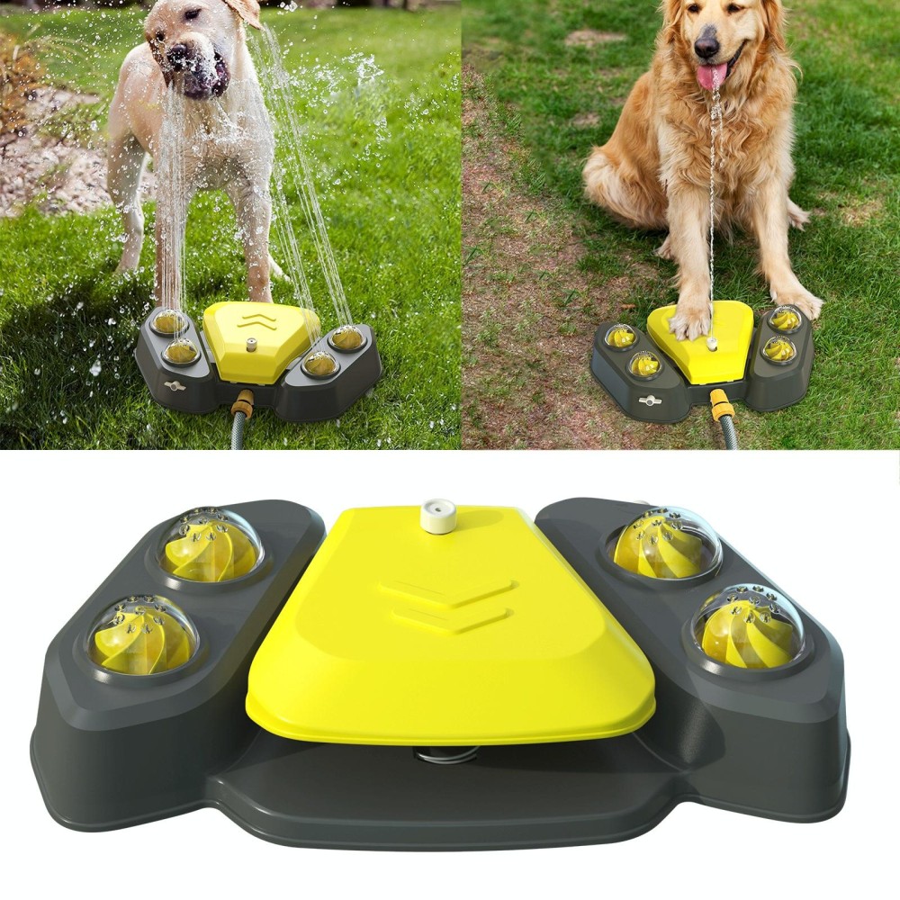 Dog Feet Step On Automatic Feeder Water Dispenser Summer Bathing Water Spray Pet Supplies(Yellow)