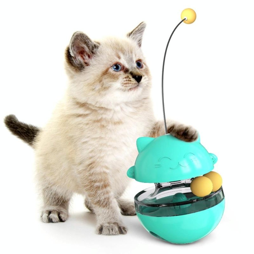 Cat Turntable Toy Leaking Food Ball Funny Cat Stick Tumbler Pet Toy(Blue)