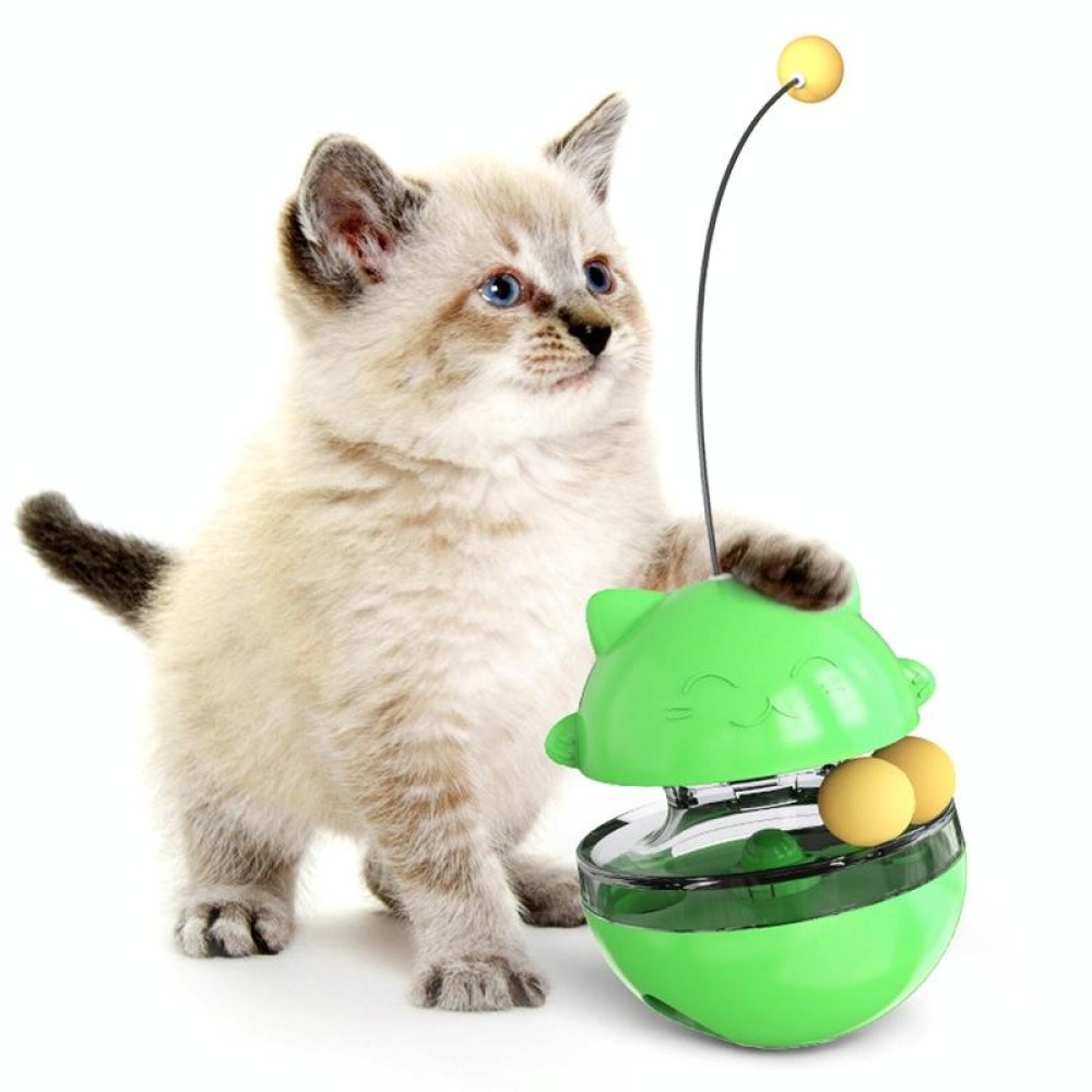 Cat Turntable Toy Leaking Food Ball Funny Cat Stick Tumbler Pet Toy(Green)