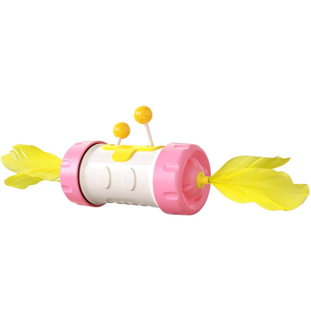 Funny Cat Stick Cat Toy Tumbler Cat Feather Fighting Cat Ball(Pink)