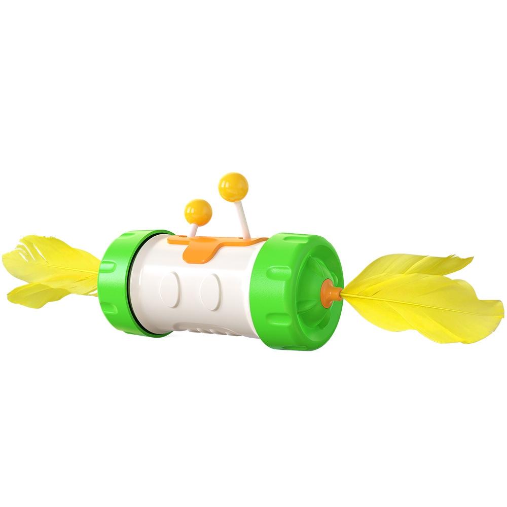 Funny Cat Stick Cat Toy Tumbler Cat Feather Fighting Cat Ball(Green)
