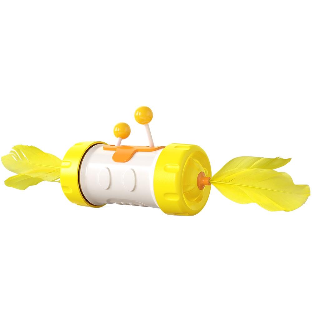 Funny Cat Stick Cat Toy Tumbler Cat Feather Fighting Cat Ball(Yellow)
