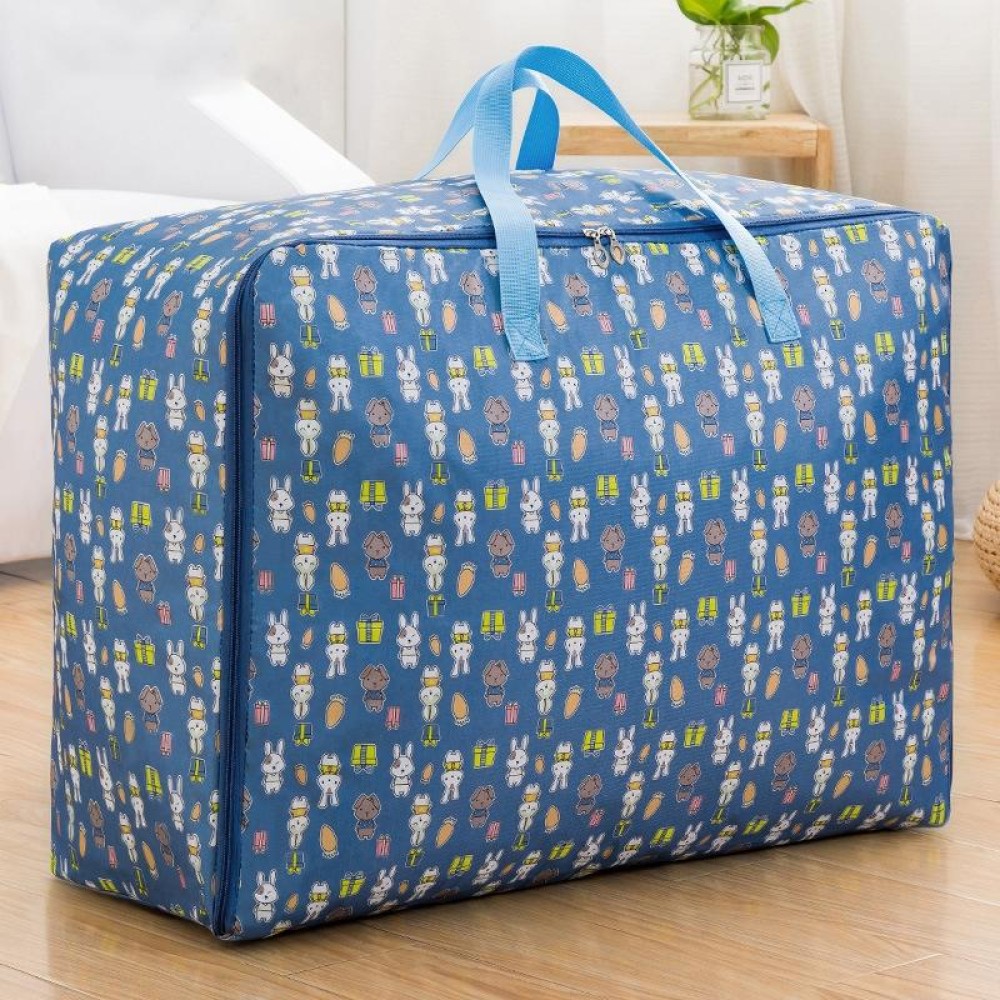 Oxford Cloth Quilt Moisture-Proof & Waterproof Storage Bag Zipper Portable Moving Luggage Bag, Specification: 55x33x20cm(Blue Rabbit)