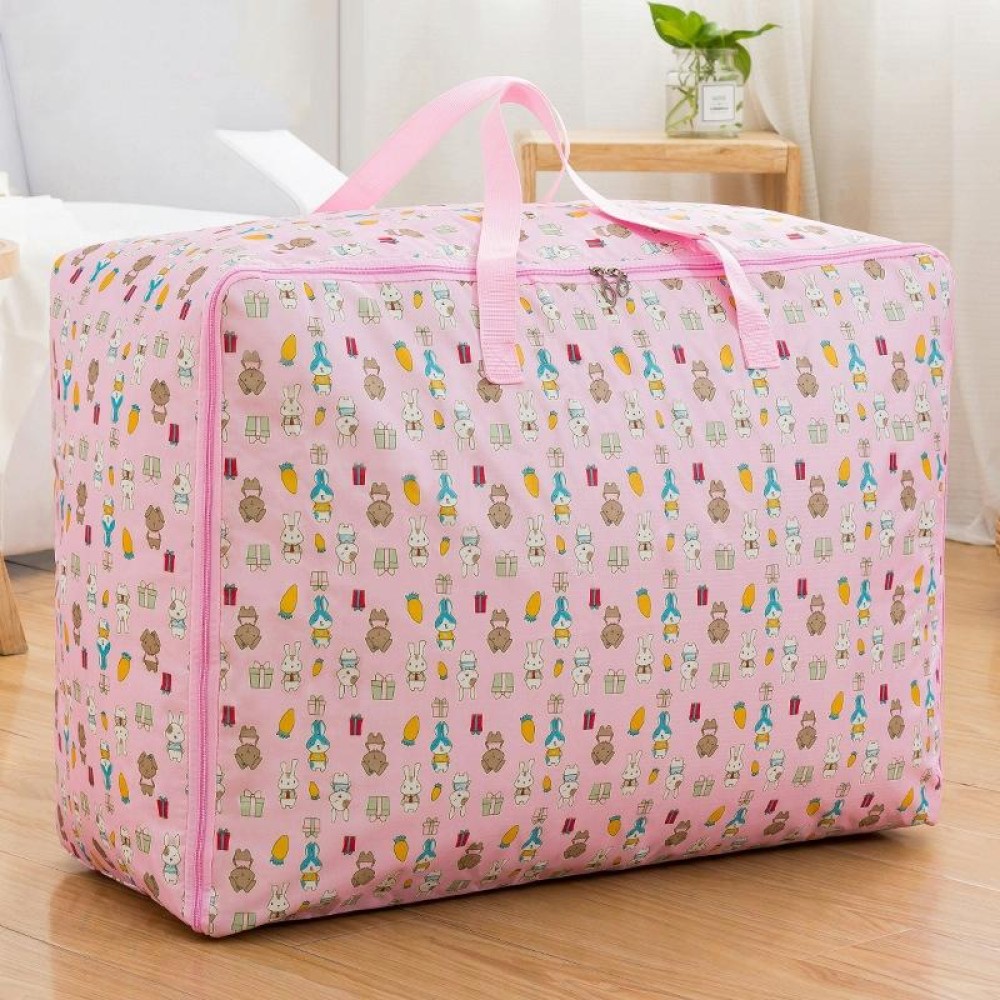 Oxford Cloth Quilt Moisture-Proof & Waterproof Storage Bag Zipper Portable Moving Luggage Bag, Specification: 55x33x20cm(Pink Rabbit)