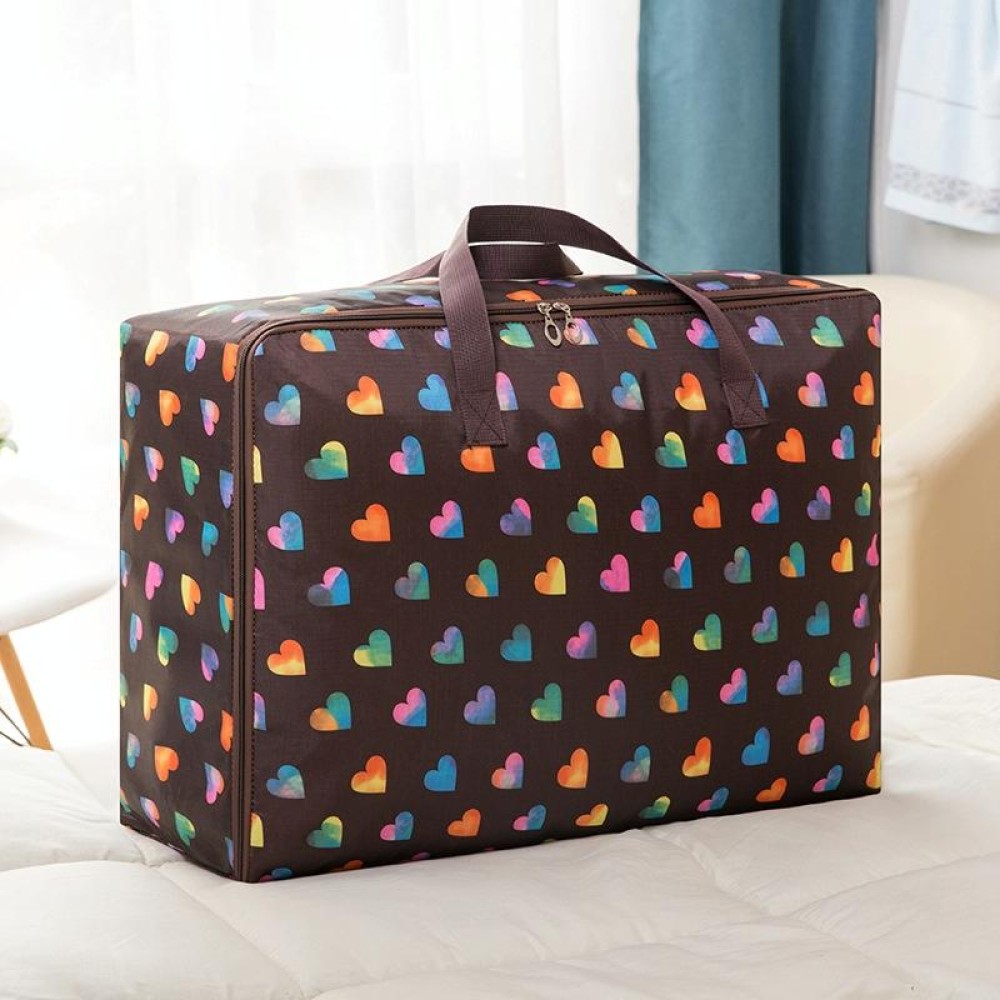 Oxford Cloth Quilt Moisture-Proof & Waterproof Storage Bag Zipper Portable Moving Luggage Bag, Specification: 55x33x20cm(Coffee Heart)