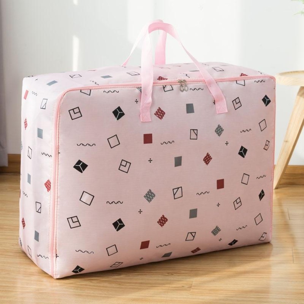 Oxford Cloth Quilt Moisture-Proof & Waterproof Storage Bag Zipper Portable Moving Luggage Bag, Specification: 55x33x20cm(Pink Square)