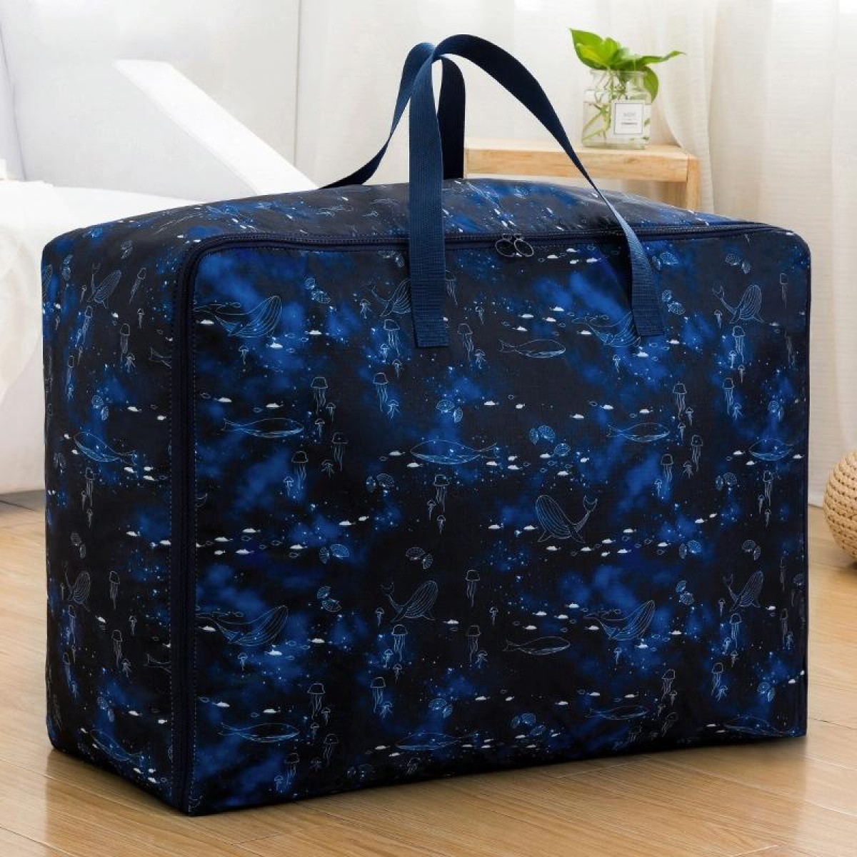 Oxford Cloth Quilt Moisture-Proof & Waterproof Storage Bag Zipper Portable Moving Luggage Bag, Specification: 55x33x20cm(Black Heart Empty Fish)