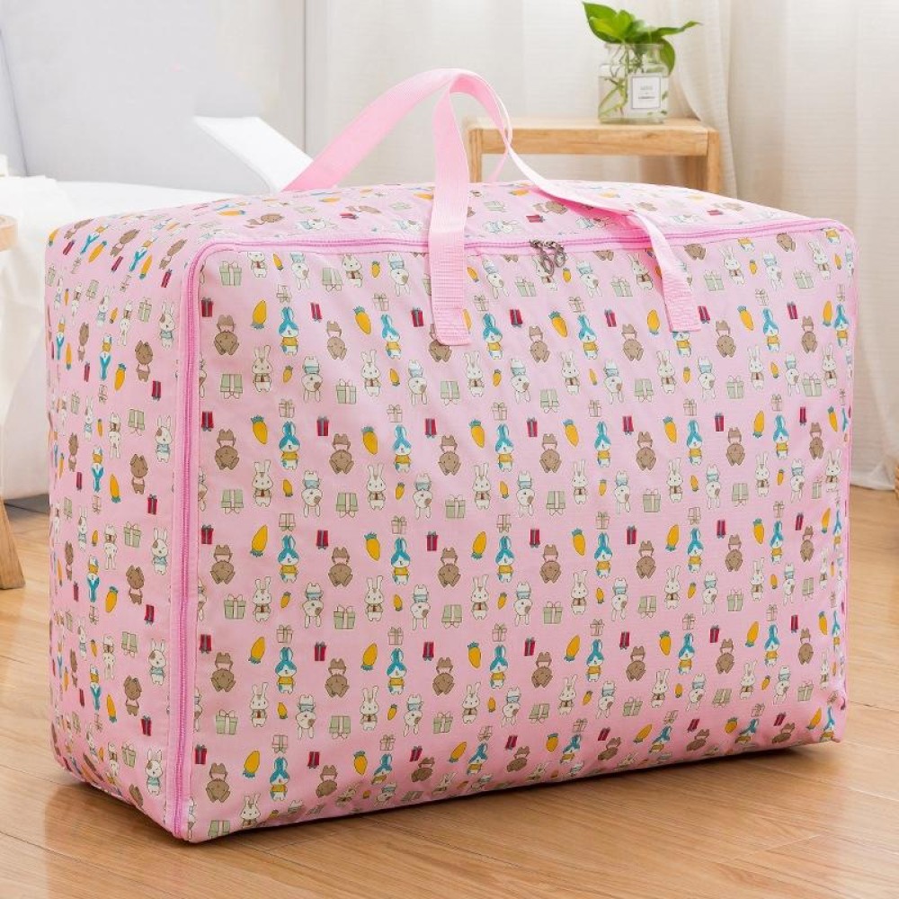 Oxford Cloth Quilt Moisture-Proof & Waterproof Storage Bag Zipper Portable Moving Luggage Bag, Specification: 58x38x22cm(Pink Rabbit)
