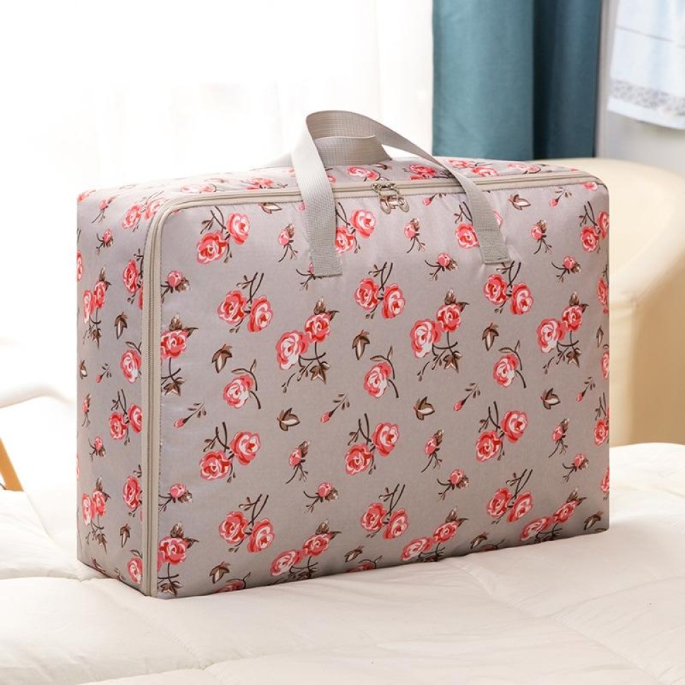Oxford Cloth Quilt Moisture-Proof & Waterproof Storage Bag Zipper Portable Moving Luggage Bag, Specification: 58x38x22cm(Gray Rose)