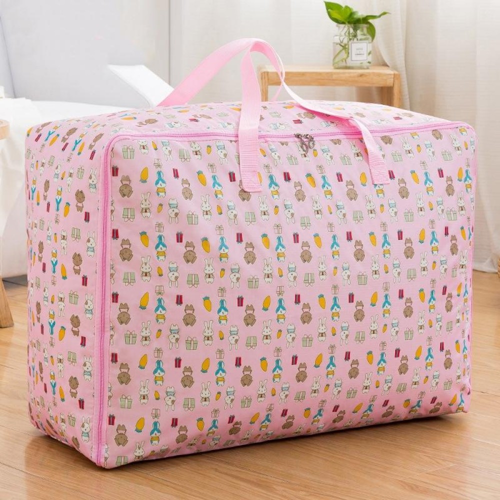 Oxford Cloth Quilt Moisture-Proof & Waterproof Storage Bag Zipper Portable Moving Luggage Bag, Specification: 70x50x30cm(Pink Rabbit)