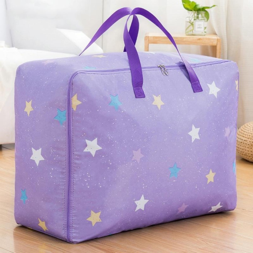 Oxford Cloth Quilt Moisture-Proof & Waterproof Storage Bag Zipper Portable Moving Luggage Bag, Specification: 70x50x30cm(Purple Five-star)