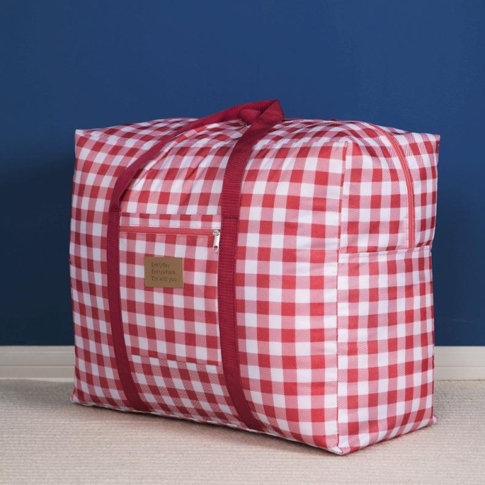 Oxford Cloth Washable Dustproof Quilt Storage Bag Travel Moving Portable Storage Bag, Specification: 43x33x18cm(Red Plaid)