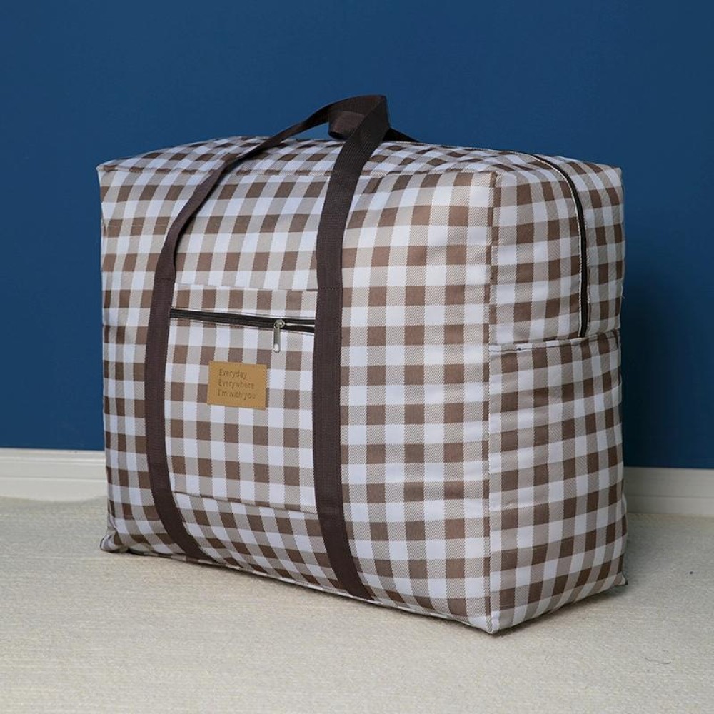 Oxford Cloth Washable Dustproof Quilt Storage Bag Travel Moving Portable Storage Bag, Specification: 43x33x18cm(Coffee Plaid)