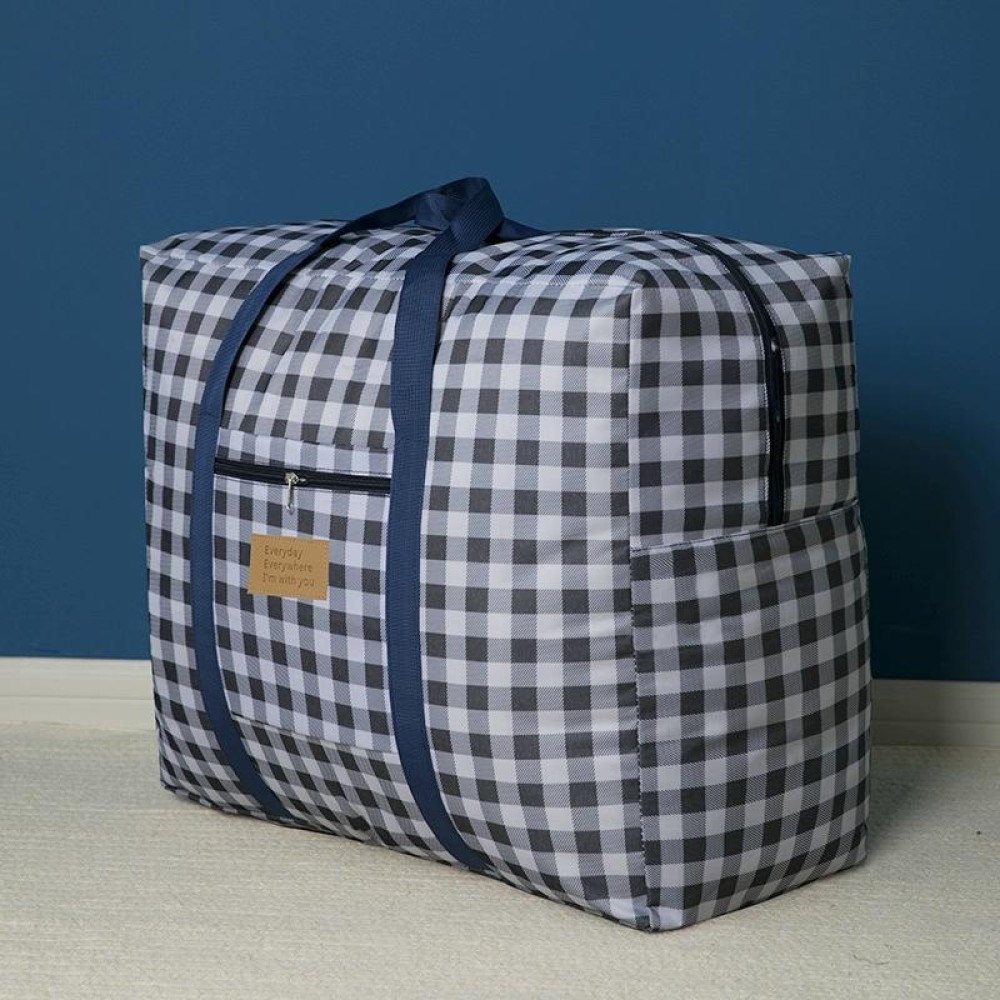 Oxford Cloth Washable Dustproof Quilt Storage Bag Travel Moving Portable Storage Bag, Specification: 43x33x18cm(Navy Plaid)