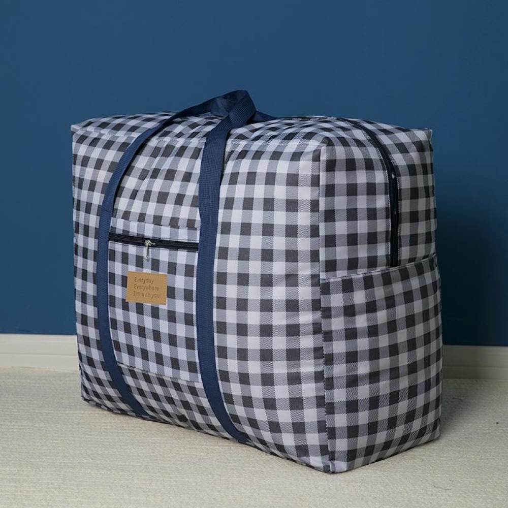 Oxford Cloth Washable Dustproof Quilt Storage Bag Travel Moving Portable Storage Bag, Specification: 50x40x25cm(Navy Plaid)