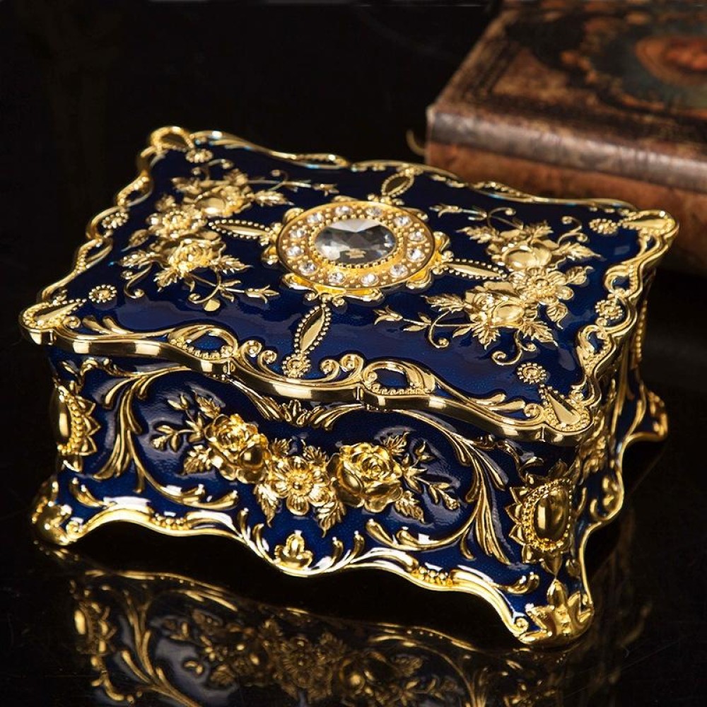 Enamel Zinc Alloy Jewelry Storage Treasure Box Epoxy Home Decoration(Royal Blue)