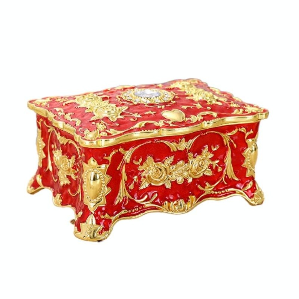 Enamel Zinc Alloy Jewelry Storage Treasure Box Epoxy Home Decoration(Red)