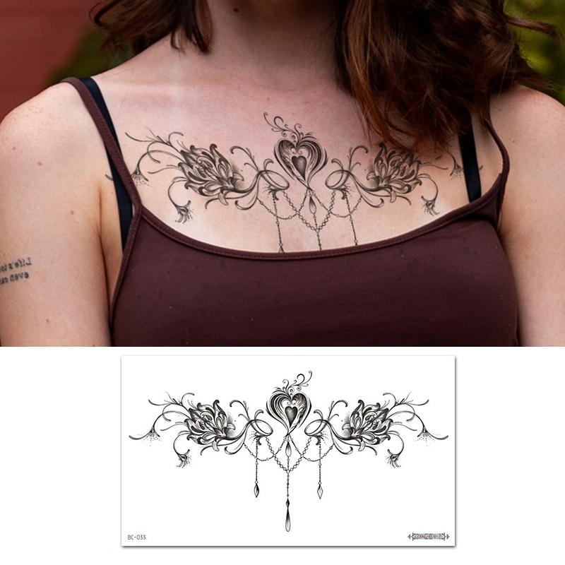 10 PCS Waterproof Tattoo Sticker Clavicle Chest Scar Covering Sticker(BC-033)