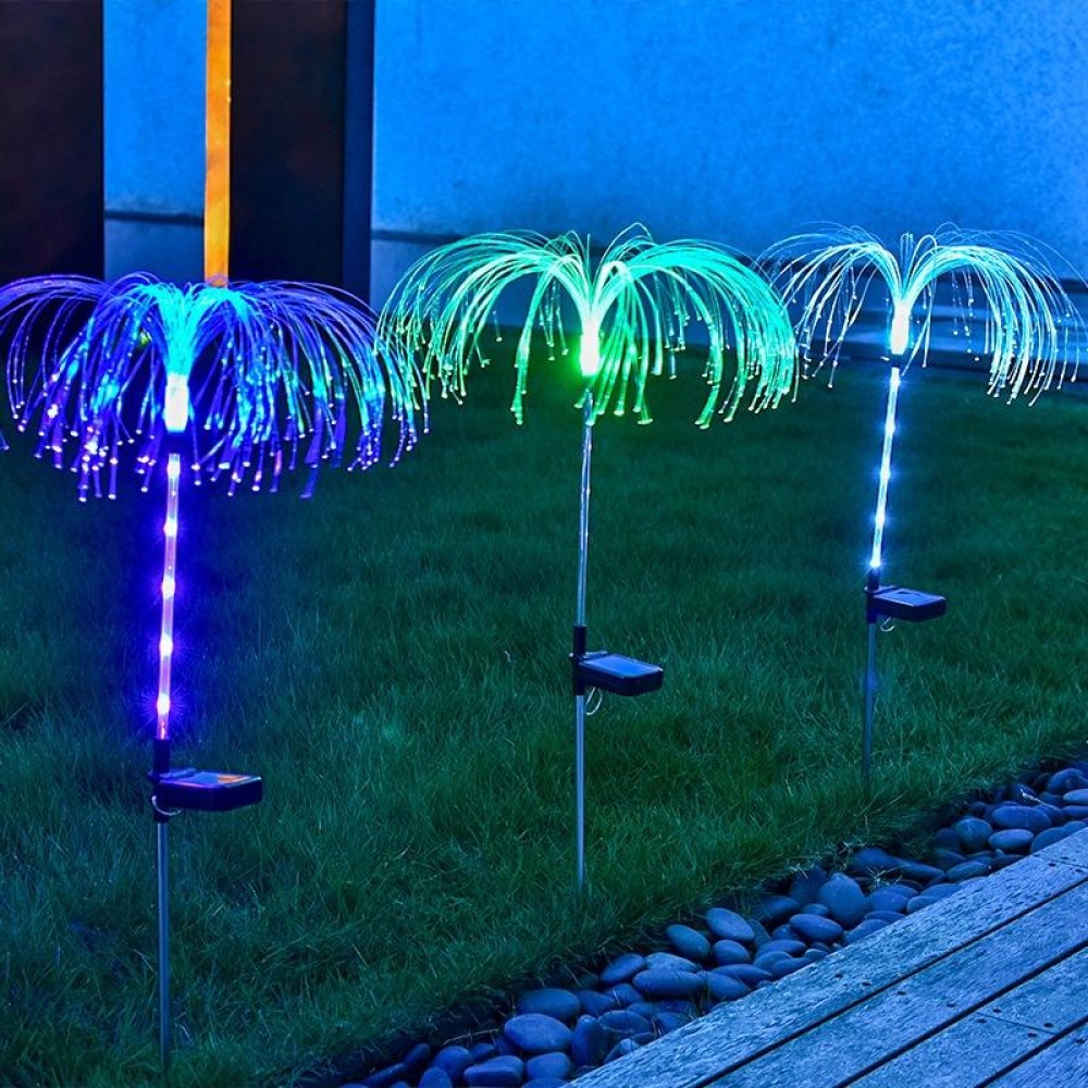 Solar Fiber Optic Jellyfish Lamp Lawn Ground Plug LED Lamp Outdoor Garden Decoration Lamp(Colorful Light)