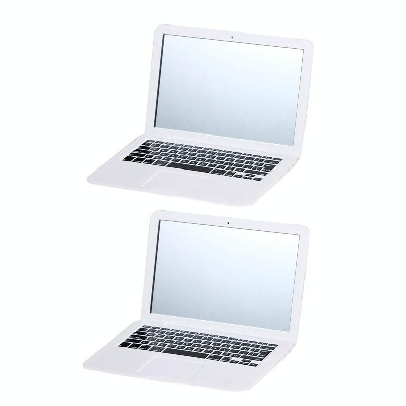 2 PCS Notebook Portable Mirror Desktop Single-sided Mirror(White)