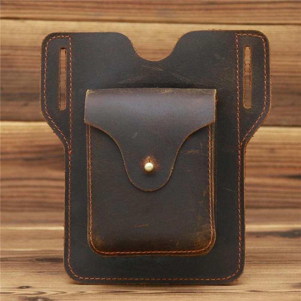 0774 Men Outdoor Multi-Function Mobile Phone Belt Hanging Waist Bag(Dark Brown)
