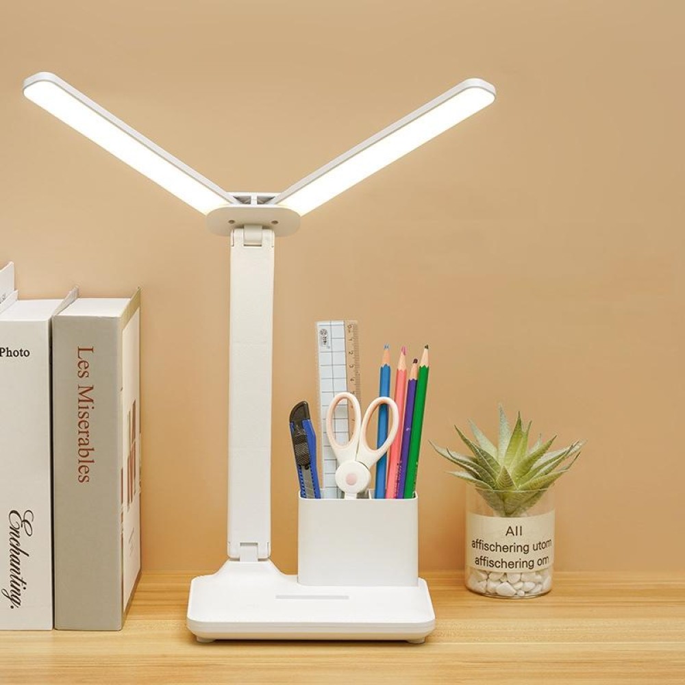 Double Head Lighting LED Charging Desk Lamp,Style: Rechargeable  4000mAh+Cable