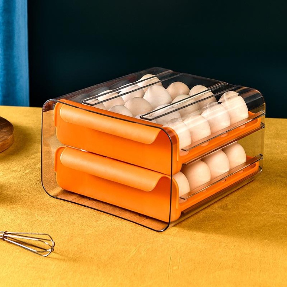Household Double-Layer Drawer Type Egg Storage Box(Orange)