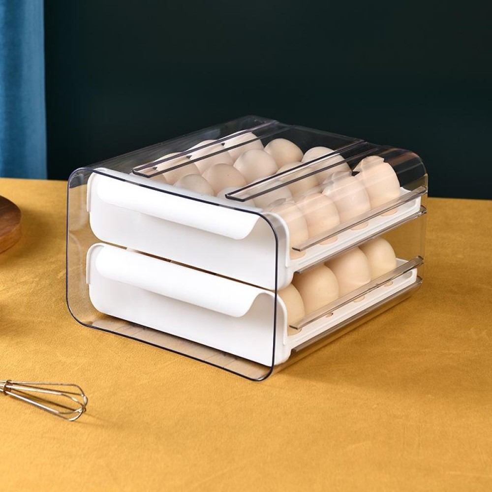 Household Double-Layer Drawer Type Egg Storage Box(White)