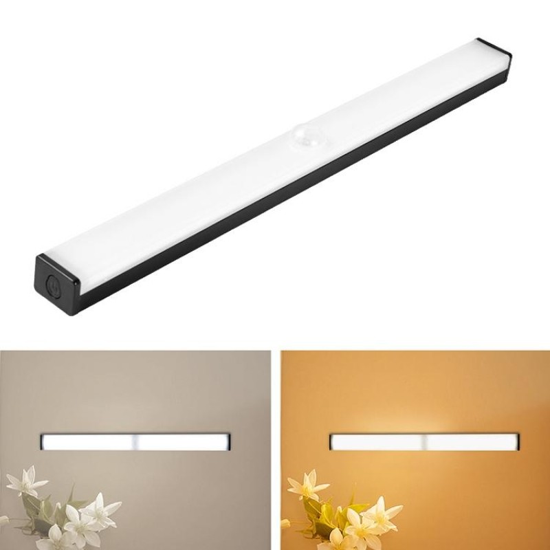 LED Human Body Induction Lamp Long Strip Charging Cabinet Lamp Strip, Size: 21cm(Black and White Light)
