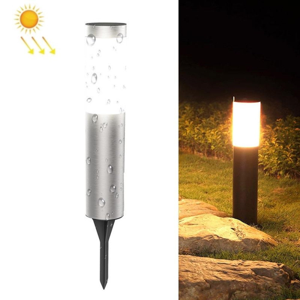 DSA-001 Solar Garden Column Outdoor Lawn Light, Style: Silver-Warm Light