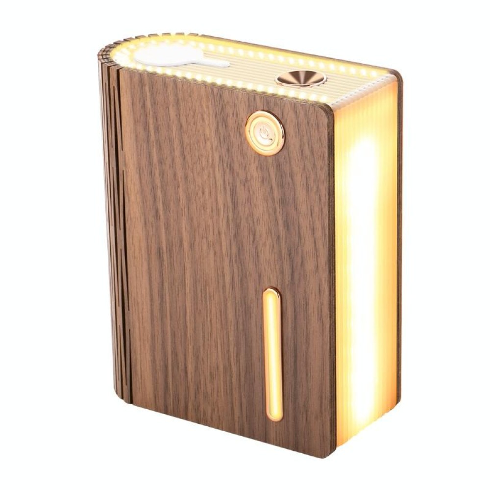 EH2 Li-battery Power Wood-grain Desktop Book Shape Lamp with Humidifier(Black Walnut)