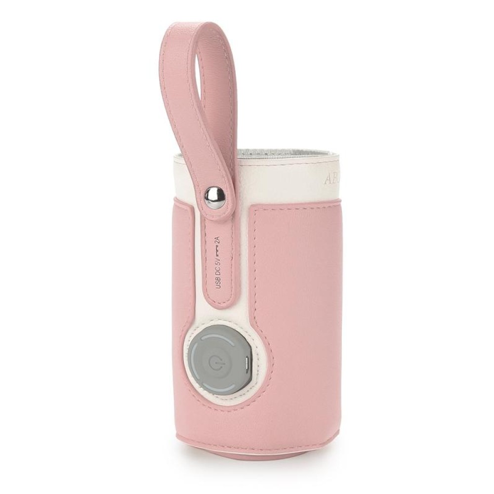 027 Leather Insulated Baby Bottle Cover Heating Bottle Bag, Size: Free Size(Pink)