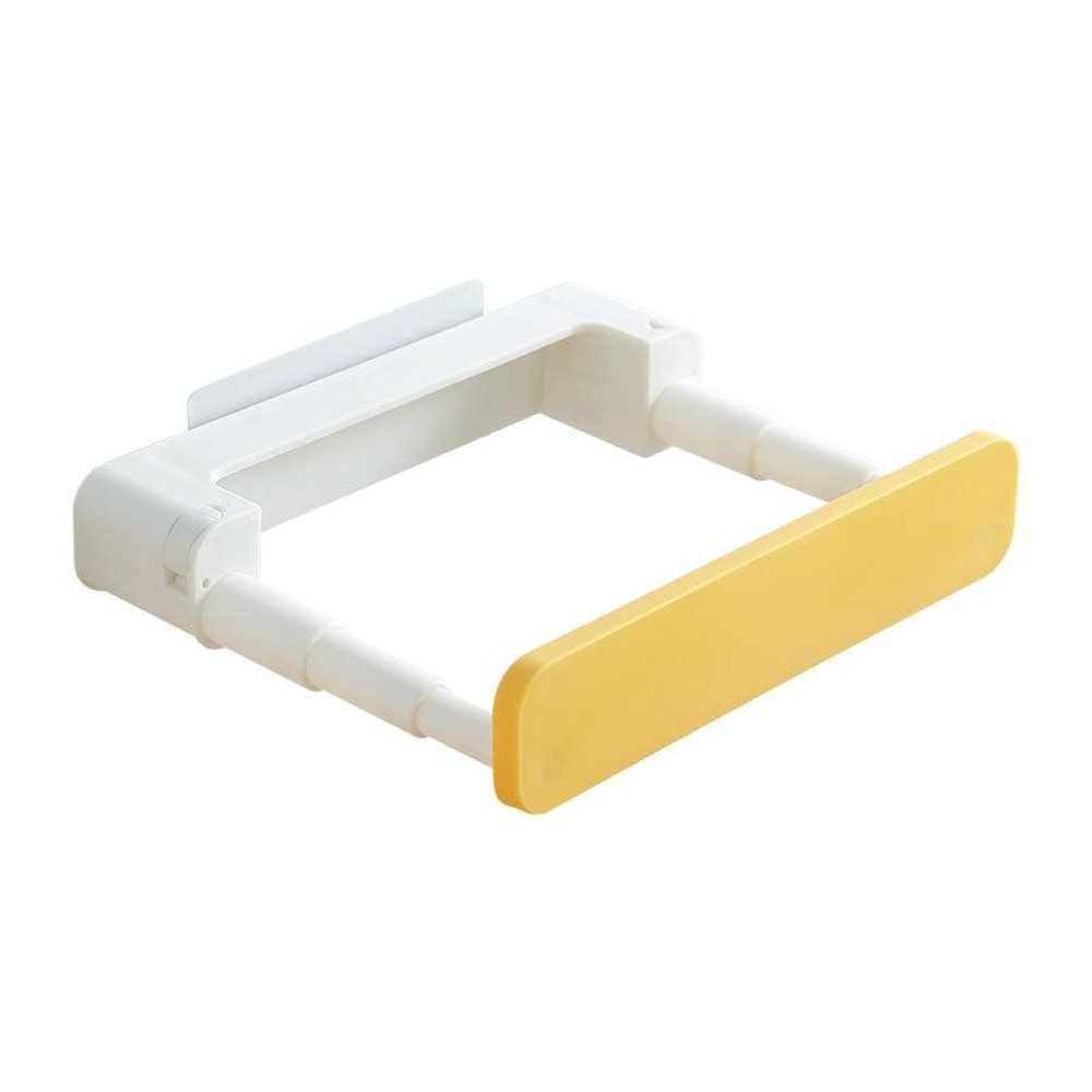 Retractable Washbasin Rack Without Punching Toilet Rack Without Storage (White Yellow)