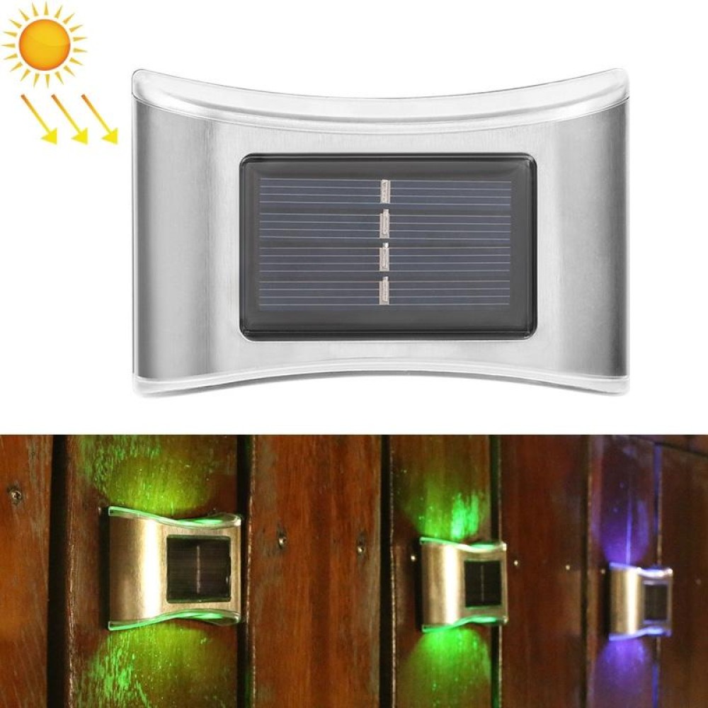 6 LED Solar Outdoor Garden Stainless Steel Wall Lamp(Color Light)