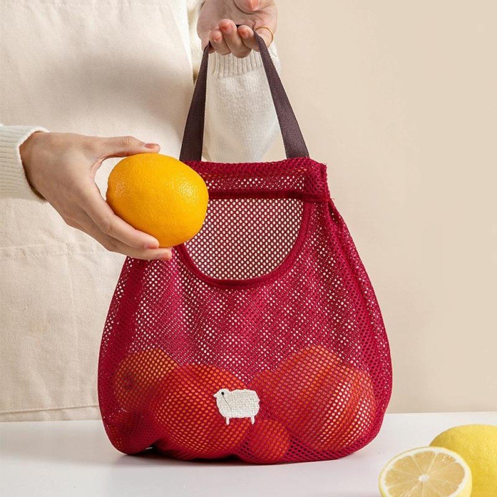 yq007 Kitchen Multi-Function Wall Hanging Fruits And Vegetables Storage Bags Portable Hollow Mesh Bag(Rose Red)