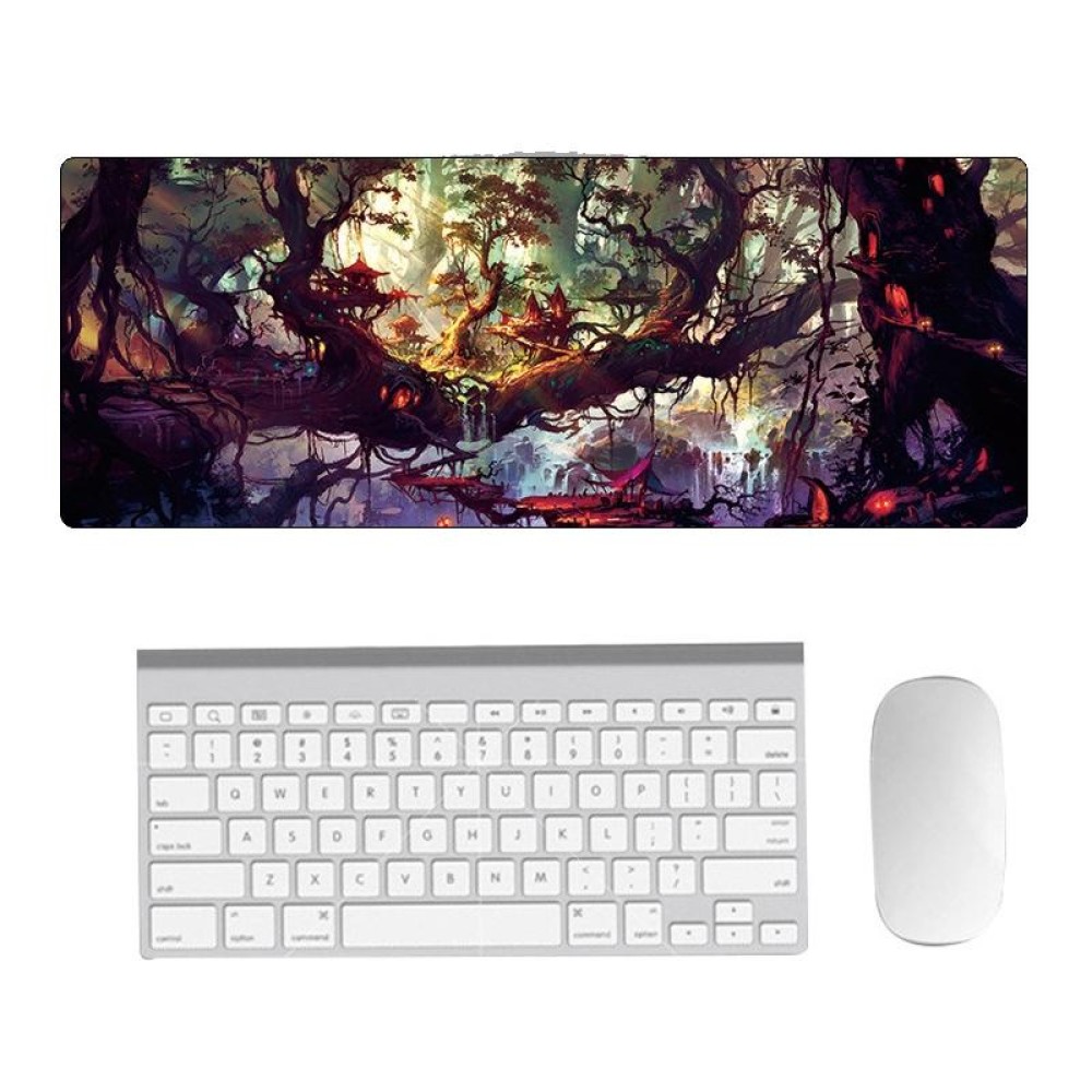Hand-Painted Fantasy Pattern Mouse Pad, Size: 400 x 900 x 3mm Seaming(4 Tree Scenery)