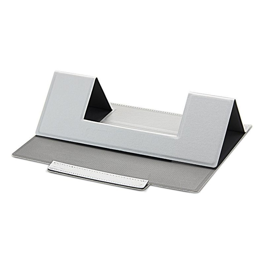Laptop Leather Folding Stand Tablet Phone Holder(Silver Gray)