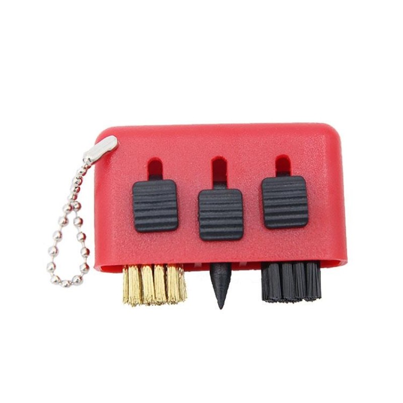 3 PCS Golf Multi-Function Cleaning Brush Portable Groove Slit Cleaning Brush(Red)