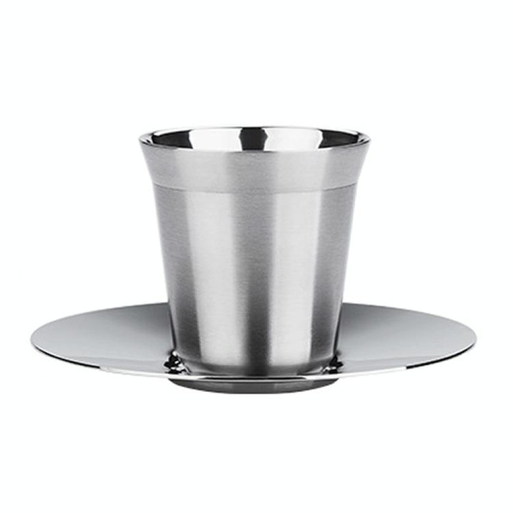 304 Stainless Steel Coffee Capsule Cup Double Insulation Coffee Cup, Style: Large Coffee Cup+Dish