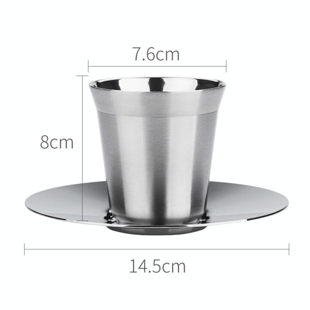 304 Stainless Steel Coffee Capsule Cup Double Insulation Coffee Cup, Style: Large Coffee Cup+Dish