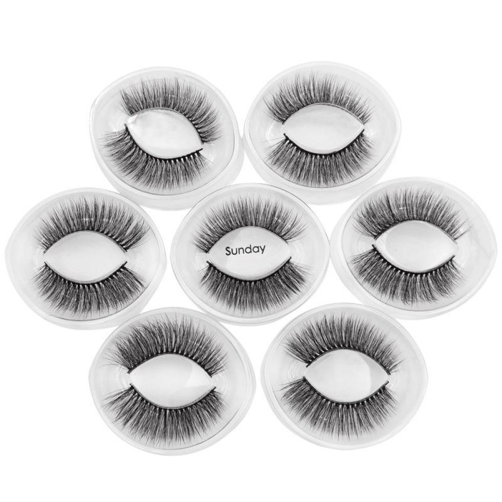 ShidiShangpin 3D Mink False Eyelashes Natural Three-Dimensional 7 Pairs Of Eyelashes Set(Sunday)