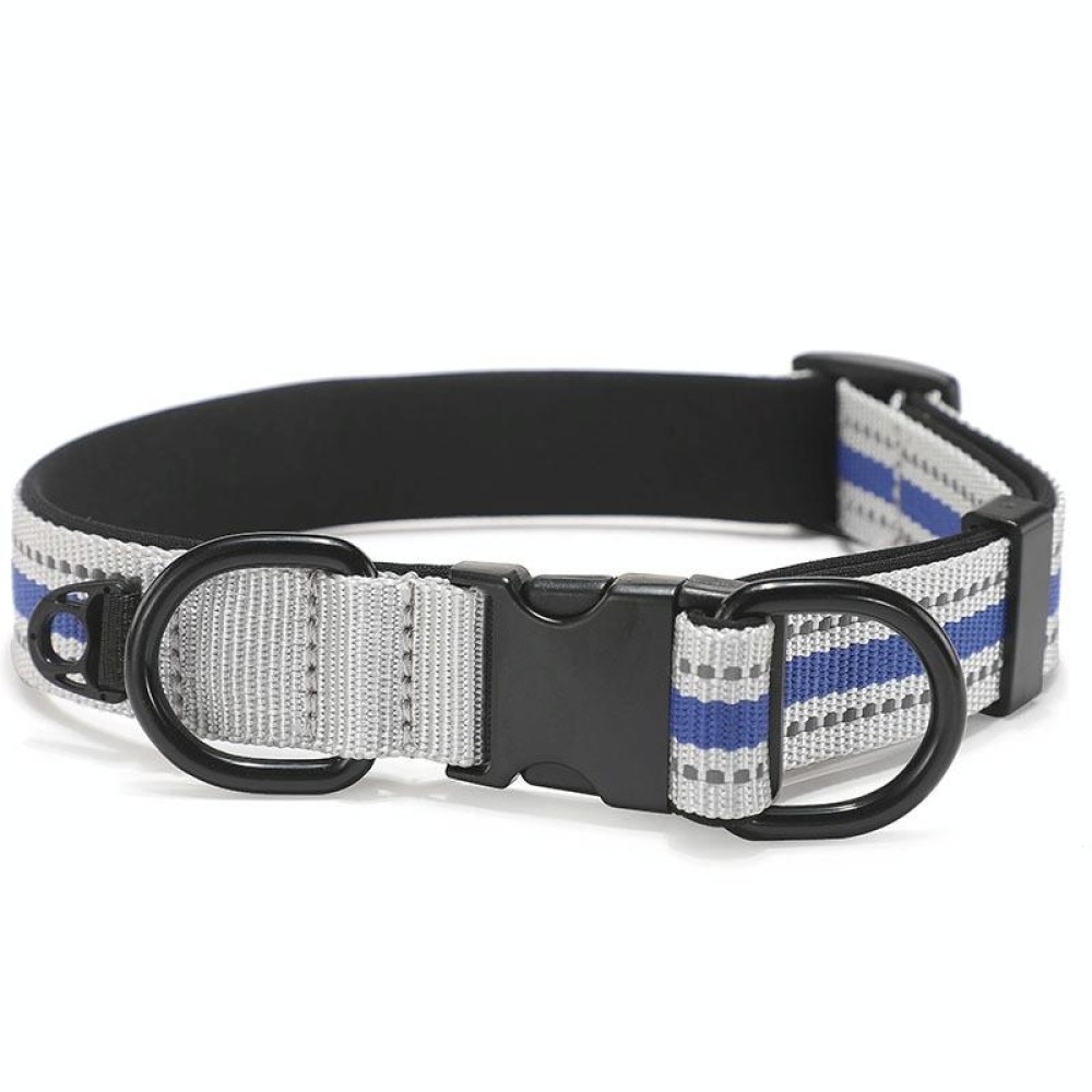 Dog Reflective Nylon Collar, Specification: S(Black buckle blue)