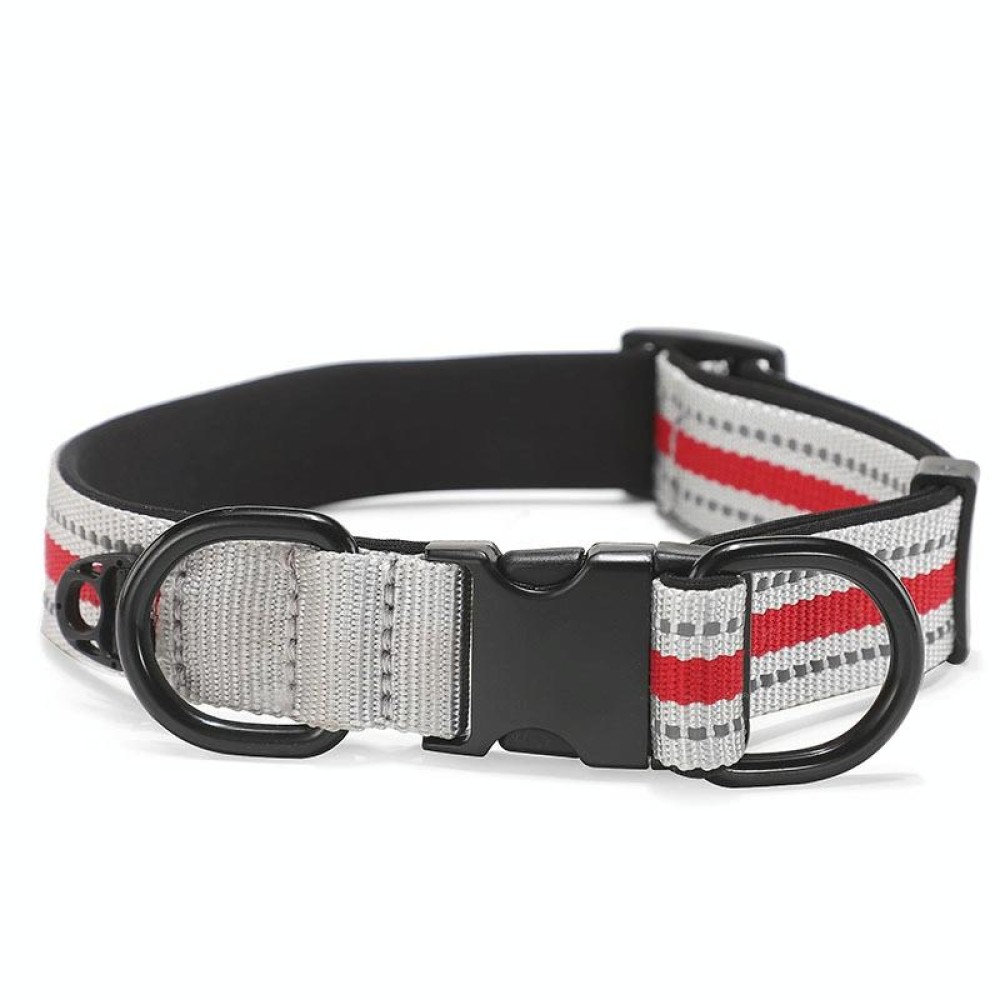 Dog Reflective Nylon Collar, Specification: M(Black red buckle)