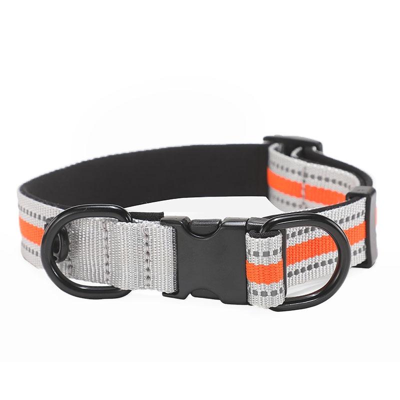 Dog Reflective Nylon Collar, Specification: M(Black buckle orange)